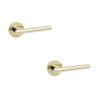 2 PACK Stylish Brass Finish Door Handle for Modern Interiors - Interior Handle