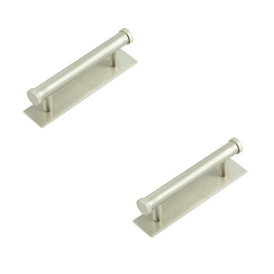 2 PACK Stylish Cabinet Handle 96mm Centers with Satin Nickel Finish - Kitchen Drawer Pull Handle
