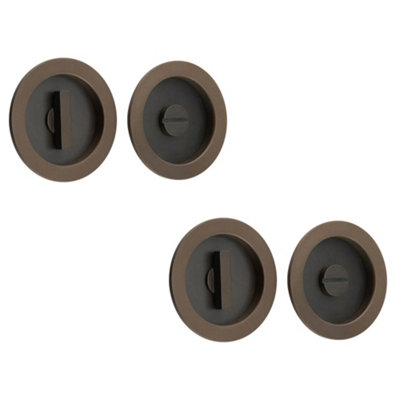 2 PACK Stylish Circular Turn & Release Dark Bronze Door Knob for Elegant Privacy Solutions - Door Handle