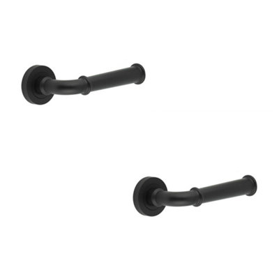 2 PACK Stylish Classic Matt Black Door Handle with Rose - Interior Handle