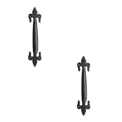2 PACK Stylish Fleur De Lys Pull Handle in Elegant Black - 170mm - Door Handle
