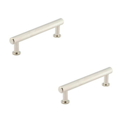 2 PACK Stylish Knurled Cabinet Handle in Polished Nickel - 128mm - Kitchen Drawer Pull Handle