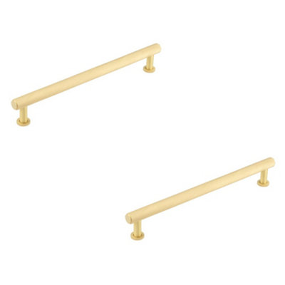 2 PACK Stylish Knurled Cabinet Handle in Satin Brass - 224mm Length - Kitchen Drawer Pull Handle