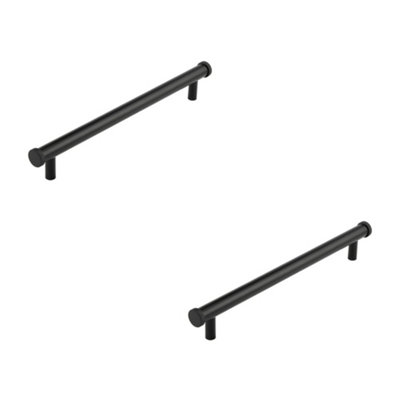 2 PACK Stylish Knurled Diamond Cabinet Handle - 224mm Ctrs Black Finish - Kitchen Drawer Pull Handle