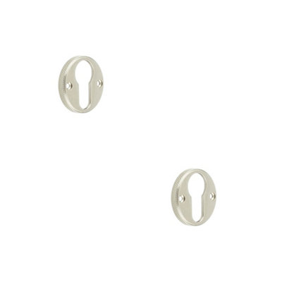 2 PACK Stylish Knurled Euro Profile Escutcheon in Satin Nickel Finish - Solid Brass Key Hole Cover