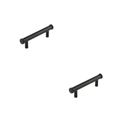 2 PACK Stylish Matt Black 96mm Cabinet Handle with Knurled Diamond Design - Kitchen Drawer Pull Handle