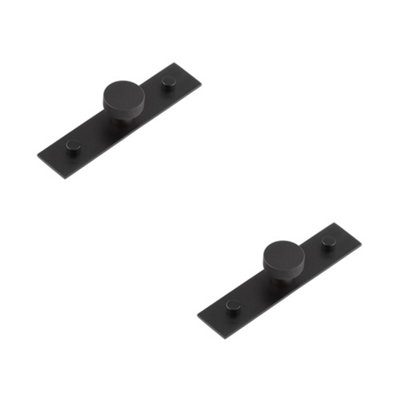 2 PACK Stylish Matt Black Cupboard Knob with 30mm Plain Backplate - Kitchen Cabinet Knob