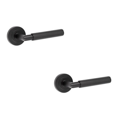2 PACK Stylish Mitred Knurled Black Door Handle for Modern Interiors - Interior Handle