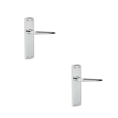 2 PACK Stylish Polished Chrome Door Handle with Latchplate for Modern Homes - Interior Handle