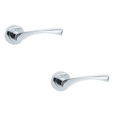 2 PACK Stylish Polished Chrome Door Handle with Unique Design - Interior Handle