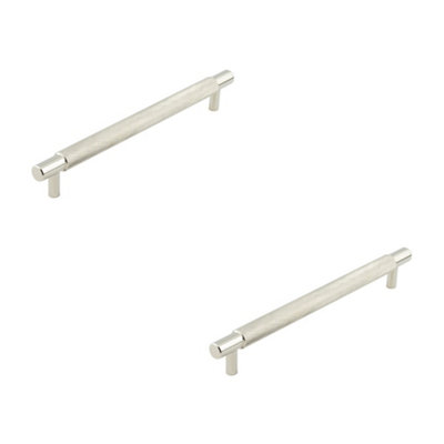 2 PACK Stylish Polished Nickel Cabinet Handle 224mm Ctrs for Modern Interiors - Kitchen Drawer Pull Handle