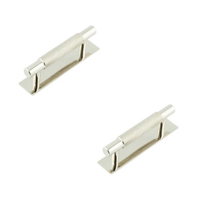 2 PACK Stylish Polished Nickel Cabinet Handle with 96mm Centers - Kitchen Drawer Pull Handle