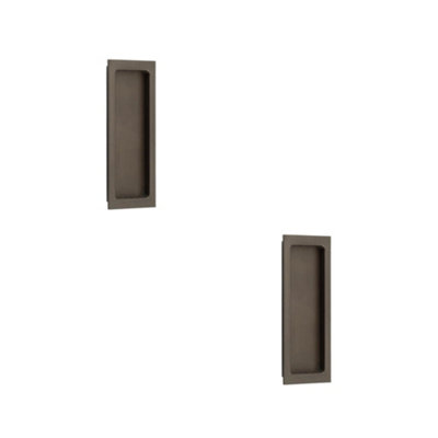 2 PACK Stylish Rectangular Flush Pull in Dark Bronze for Doors - Door Handle