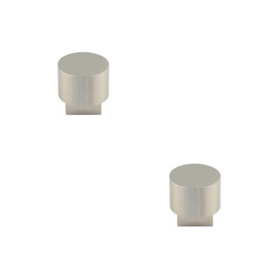 2 PACK Stylish Round Cupboard Knob in Satin Nickel Finish - Kitchen Cabinet Knob