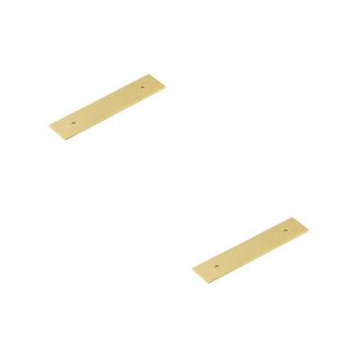 2 PACK Stylish Satin Brass Backplates for Cabinet Handle 140x30mm - Kitchen Drawer Pull Handle