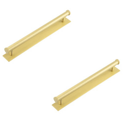 2 PACK Stylish Satin Brass Cabinet Handle with 224mm Centers for Modern Interiors - Kitchen Drawer Pull Handle