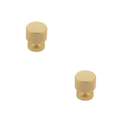 2 PACK Stylish Satin Brass Knurled Cupboard Knob for Home Renovation - Kitchen Cabinet Knob