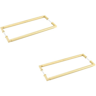 2 PACK Stylish Satin Brass Pull Handle for Cabinets 425mm - Door Handle