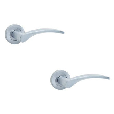 2 PACK Stylish Satin Chrome Door Handle on Rose for Modern Interiors - Interior Handle