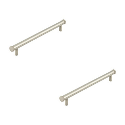 2 PACK Stylish Satin Nickel Cabinet Handle 224mm Ctrs for Modern Homes - Kitchen Drawer Pull Handle