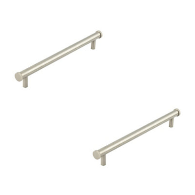 2 PACK Stylish Satin Nickel Cabinet Handle 224mm Ctrs for Modern Interiors - Kitchen Drawer Pull Handle