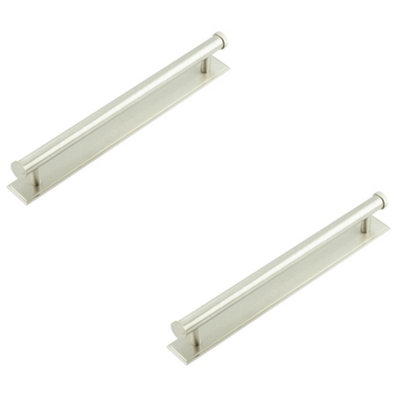 2 PACK Stylish Satin Nickel Cabinet Handle with Stepped Backplate for Modern Interiors - Kitchen Drawer Pull Handle