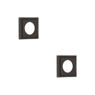 2 PACK Stylish Square Stepped Outer Rose in Dark Bronze Finish - Door Handle