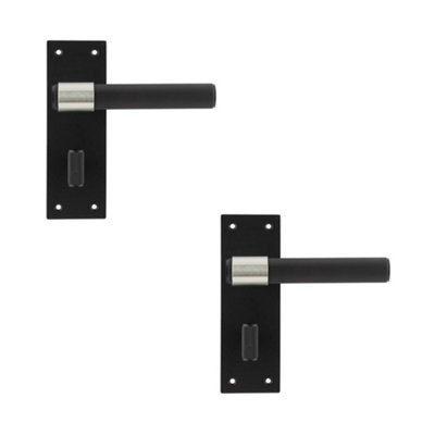 2 PACK Stylish T-Bar Door Handle with Black Finish for Modern Bathrooms - Interior Lever on Backplate