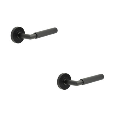 2 PACK Stylish Three One Six Diamond Knurled Black Door Handle for Modern Spaces - Interior Handle