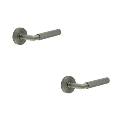 2 PACK Stylish Three One Six Diamond Knurled Door Handle in Gun Metal Finish - Interior Handle