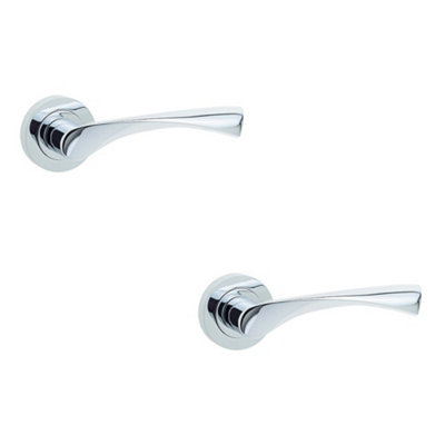 2 PACK Stylish Twirl Door Handle on Rose in Polished Chrome Finish - Interior Handle