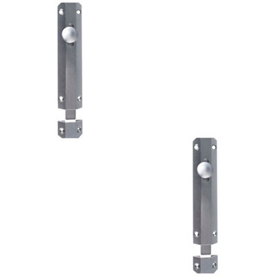 2 PACK - Surface Mounted Flat Sliding Door Bolt Lock 102mm x 36mm Satin Chrome