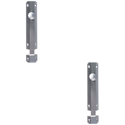 2 PACK - Surface Mounted Flat Sliding Door Bolt Lock 152mm x 36mm Satin Chrome