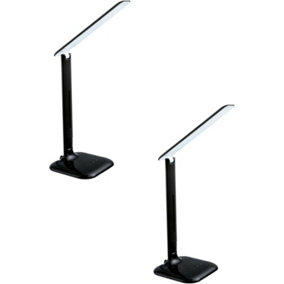 2 PACK Table Desk Lamp Colour Black Steel Touch On/Off DIm LED 2.9W Included
