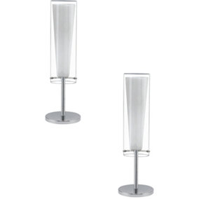 2 PACK Table Lamp Colour Chrome Shade Clear White Glass Glass Opal Matt E27 60W
