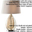 2 PACK Table Lamp & Shade Gold Tinted Glass & Mink Fabric Pretty Bedside Light