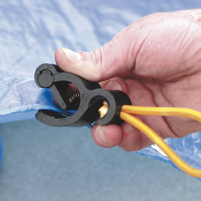 2 PACK Tarpaulin Clip Set - Heavy-Duty Spring Clip - Bungee Cord Strap - 3