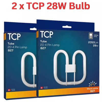 2 PACK TCP 2D 28W 4 PIN GR10q 827 WARM WHITE 2050 LUMENS BRIGHT COMPACT ...