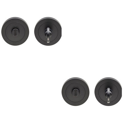 2 PACK - Thumbturn Lock and Release Handle 50mm Diameter Round Rose Matt Black