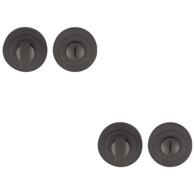 2 PACK - Thumbturn Lock and Release Handle Concealed Fix Round Rose Anthracite Grey