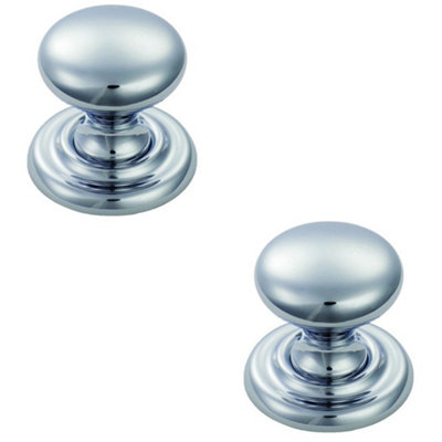 2 PACK - Tiered Mushroom Cupboard Door Knob 25mm Diameter Polished Chrome Cabinet Handle