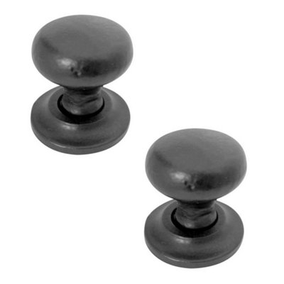 2 PACK Timeless Antique Round Cupboard Knob in 38mm Black for Elegant Home Decor - Kitchen Cabinet Knob