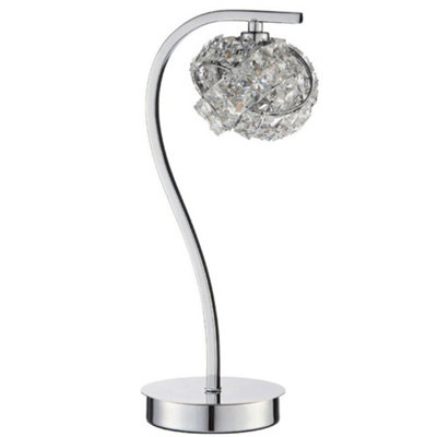 2 PACK Touch On/Off Table Lamp Chrome & Crystal Glass Knott Pretty ...