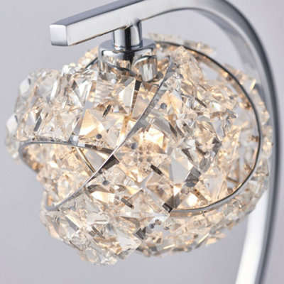 2 PACK Touch On/Off Table Lamp Chrome & Crystal Glass Knott Pretty ...