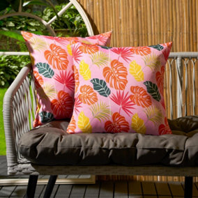 2 Pack Tropical Water Resistant Outdoor Filled Cushions Garden