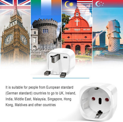 2-Pack UK Plug Adapter, France to UK, Type G for Ireland, England ...