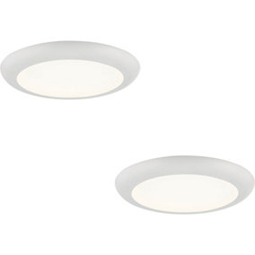 2 PACK Ultra Slim Recessed Ceiling Downlight - 18W Cool White LED - Matt White