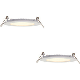 2 PACK Ultra Slim Recessed Ceiling Downlight - 6W Warm White LED - IP44 Rated
