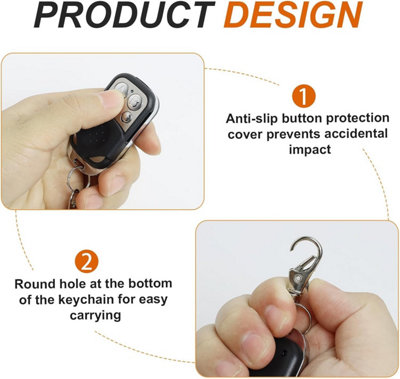 2-Pack Universal Garage Door Remote, 433.92 MHz Rolling Code, 4-Button ...