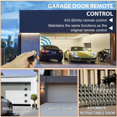 2-Pack Universal Garage Door Remote, 433.92 MHz Rolling Code, 4-Button ...